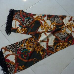 Vintage Y2K  Long Animal  Equestrian  Bets Print Scarf  54 X 9''